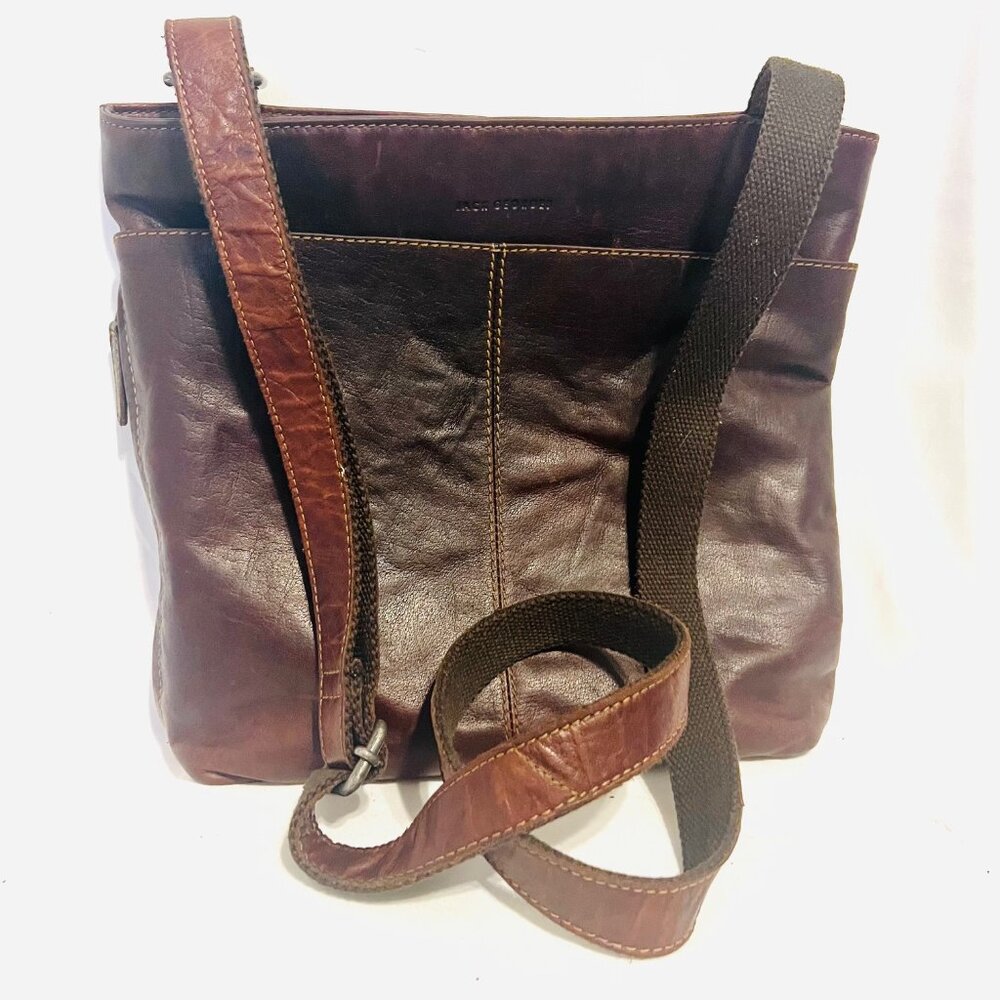 Jack Georges Buffalo Leather Brown Distressed Crossbody Adjustable Strap Purse